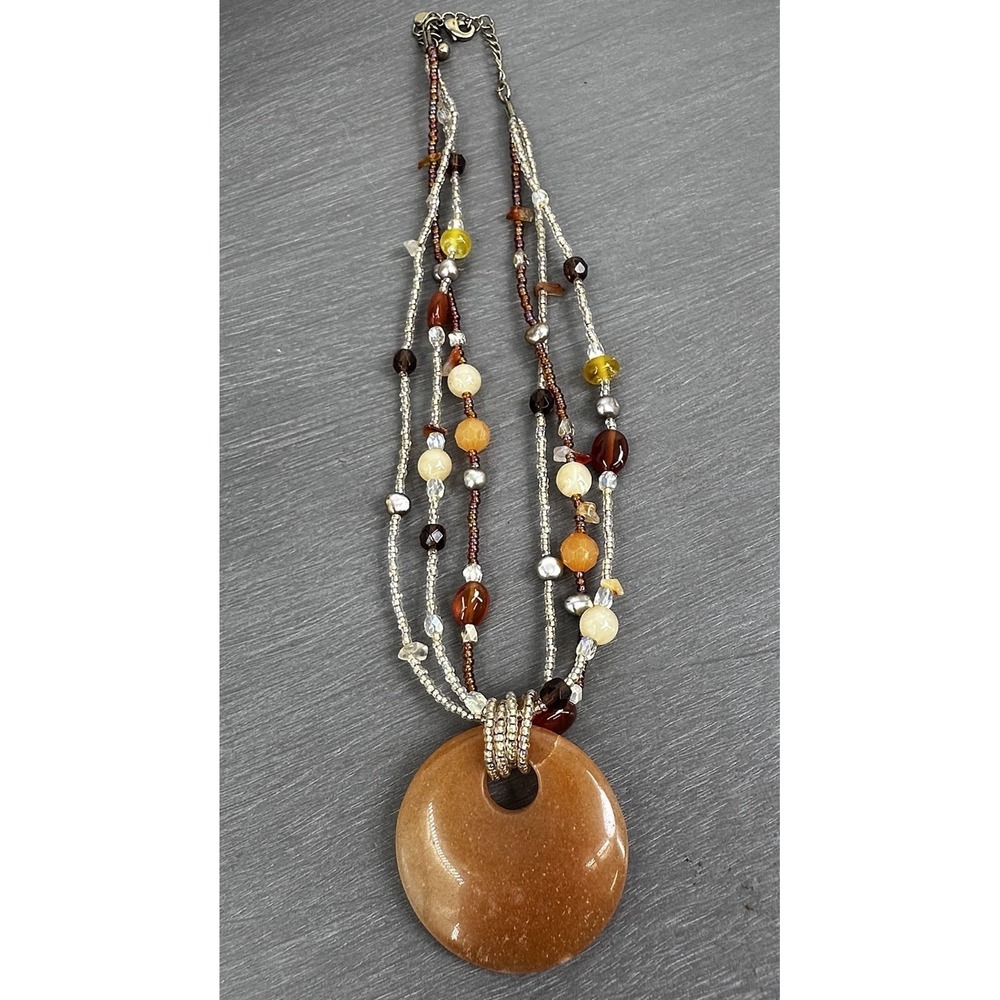 Lia Sophia‎ Pumpkin Spice Genuine Aventurine  Necklace Boho Bold - Picture 2 of 8